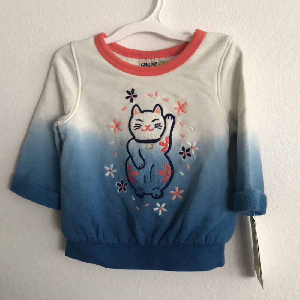 NWT genuine kids lucky kitty sweatshirt size 12m